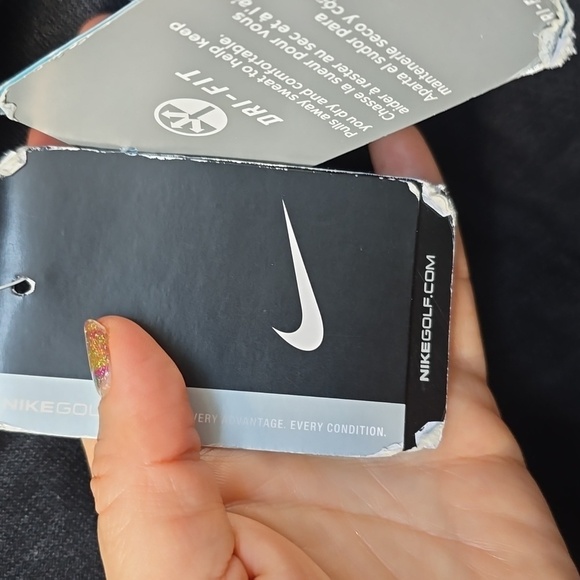 NIKE GOLF Ladies Dri-FIT Pebble Texture Sport Shirt NEW NWT BLACK MFeatures High - Picture 9 of 10